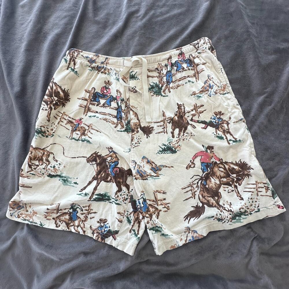 Nick & Nora Cream Cowboy Print Men’s Shorts